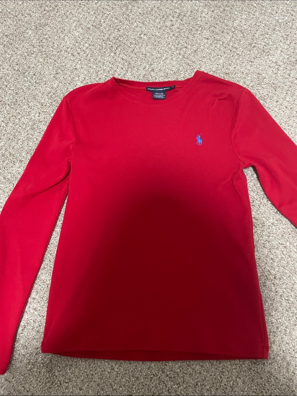 Ralph Lauren Sport Size L Red Crewneck long sleeve with Blue Pony